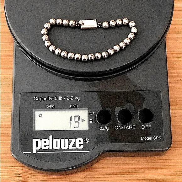 $112 Designer Estate Sterling Silver Bead Bracelet  Marked TV-25 MEXICO 925 - Picture 6 of 6